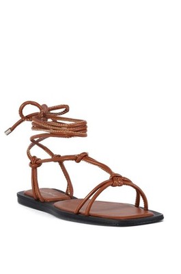 AZALEA WANG Leandro Tan Lace Up Flats Sandals Sz 8 NEW with Box