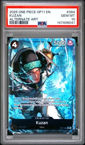 2025 ONE PIECE OP11-A FIST OF DIVINE SPEED ALTERNATE ART #084 KUZAN PSA 10