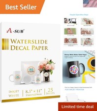 25-Pack White Waterslide Decal Paper 8.5x11 for Inkjet Printers - Vibrant Easy