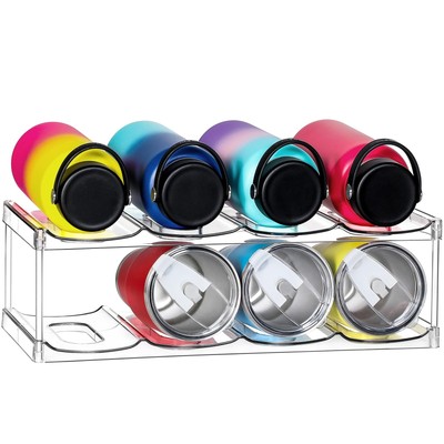 LARGER Compartment - 2 Tier Stackable Water Bottle Organizer Holder - for Sta...