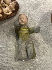 Antique 1920-30's Doll with plush cotton body & composition head Band Uniform