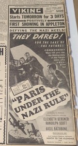 JUNE 12, 1942 NEWSPAPER PAGE #2344- " TERRACE UNDER THE NAZI RULE" MOVIE AD 🍿