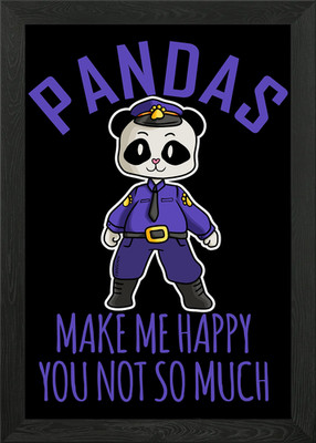 Pandas Make Me Happy Polic Framed Wall Art Poster Canvas Print Picture