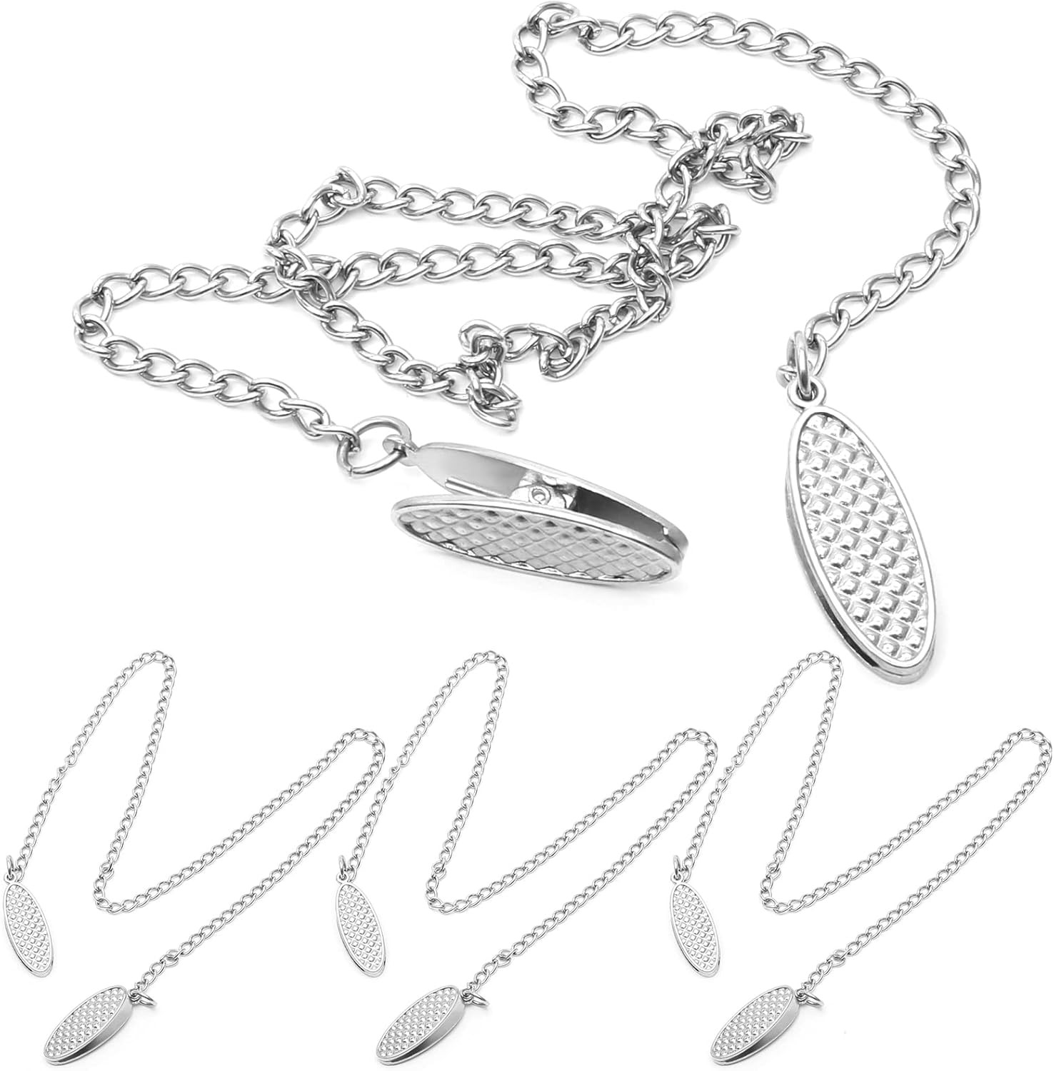 4 Pcs Napkin Chain with Clip Silver, Personal Serviette Chain with Clips, Elega