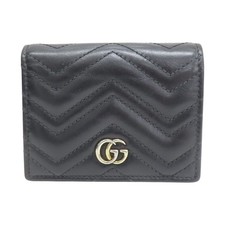 GUCCI GG Marmont Small Wallet Black Calfskin Leather 466492