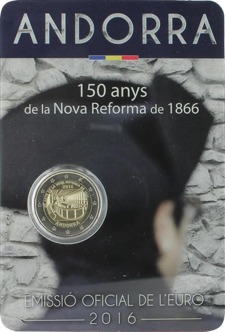 Andorre 2 Euros Commémo. 2016 BU - Nouvelle Réforme de 1866