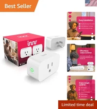 2-Pack Zigbee Smart Plug with Overload Protection & Real-Time Energy Monitoring