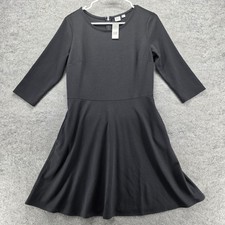 GAP Dress Womens Small Black Fit & Flare 3/4 Sleeve Back Zip Stretch Skater