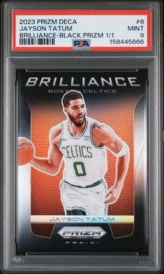 2023 PANINI PRIZM DECA BRILLIANCE BLACK PRIZM 1/1 #6 JAYSON TATUM 1/1 PSA 9