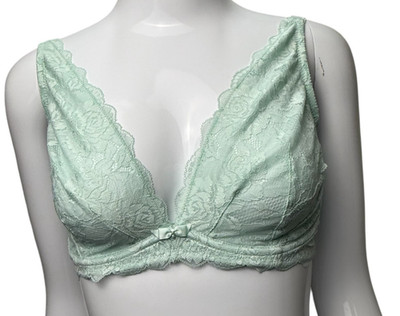 Change Lingerie Pastel Green Lace Bra 32H Sheer Underwire Romantic Boudoir Style