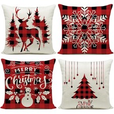 Hlonon Christmas Decorations Pillow Covers 16 x 16 16" x Pack of 4 , Red