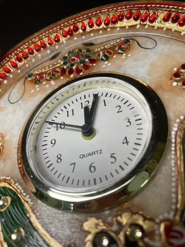 Gorgeous Marble Stone handcrafted clock & Vase Peacock Set. Unique Stone Clock - Picture 12 of 15