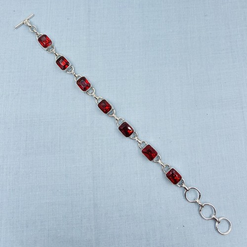 925 Sterling Silver Mozambique Garnet Gemstone Handmade Jewelry Chain Bracelet