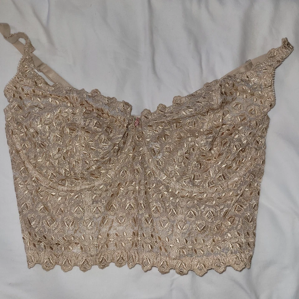 Sujetador Victoria's Secret Encaje Bustier 40D Beige Corsé Vintage Con Aros Excelente Foto 2 de 4