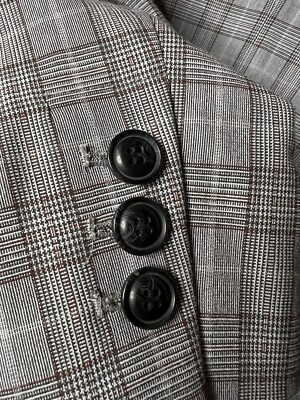 Nordstrom British Plaid Blazer Jacket Grey Lined Women Large MSRP