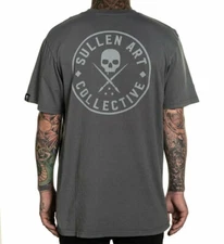 Men's Sullen Art Co Ever Premium Charcoal Skull Paint Brush Tattoo T-Shirt L-XXL