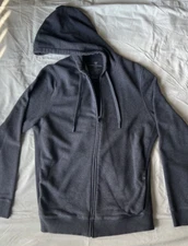 Mack Weldon, Large, Ace Full Zip Hoodie Sweatshirt, Dark grey, Washed proper