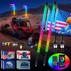 2x 3Ft Spiral Led Whip Lights Rgb Antenna w/ App & Remote for Can-Am X3 Utv Atv