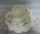 3 Pc. Haviland Limoges Cup Saucer 7.5" Plate Schleiger 910-2 Green Scrolls Gold — photo 2