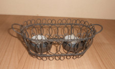 Teelichtständer Kerzenhalter B 20 cm Korb schwarz Metall 2flammig  Tischständer