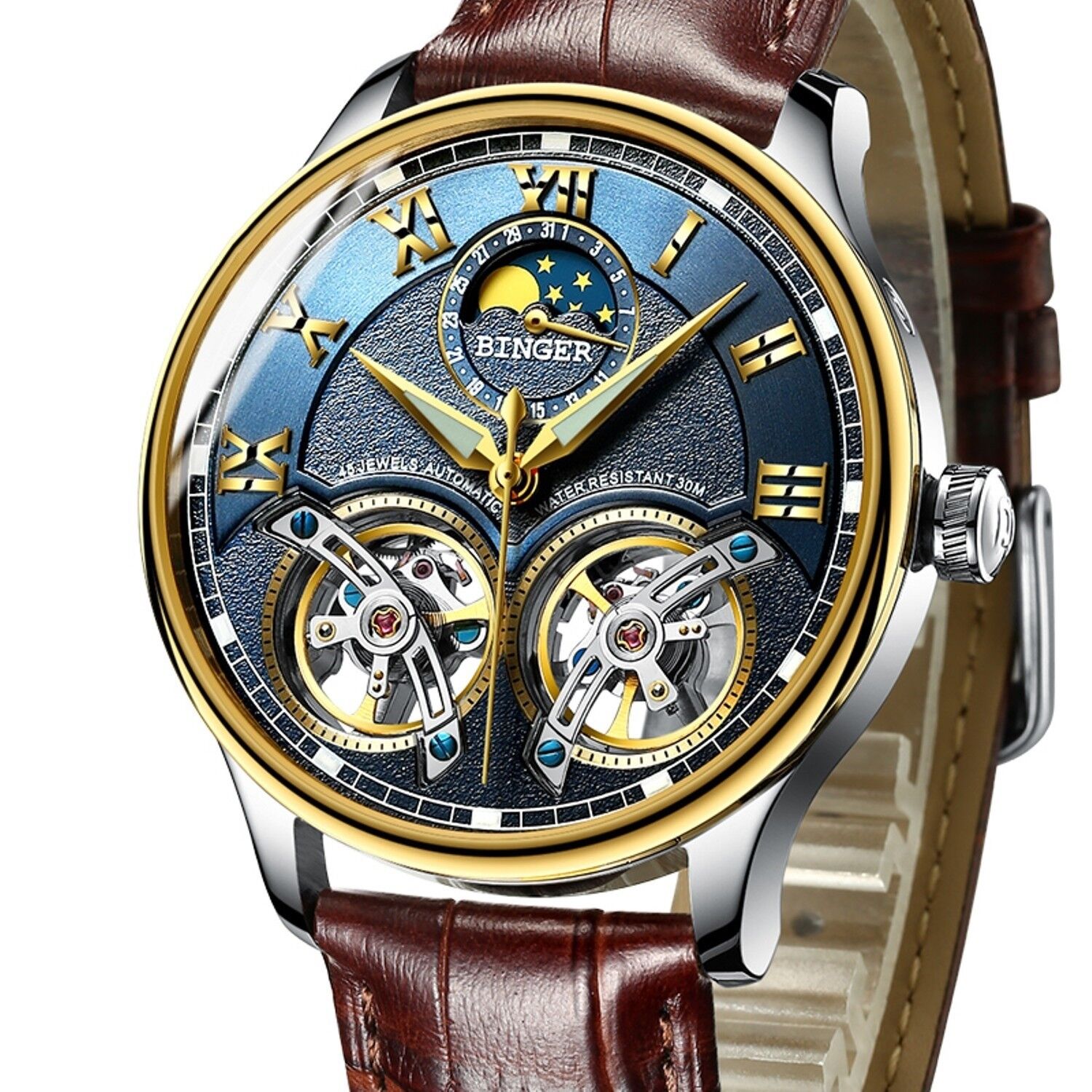 Tourbillon Automatic Mechanical Wrist Watches Mens Swiss Luxury Sapphire Crystal