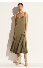  375 Vince Women's Green Satin Paneled V-Neck Slip Dress Size 6