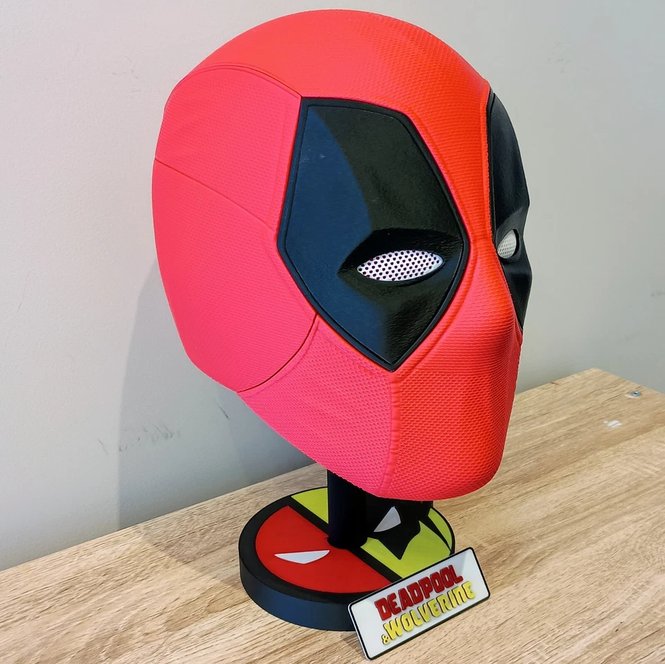 3D Printed Deadpool Helmet with Custom Deadpool & Wolverine Stand - Image 2 of 4