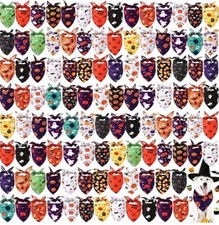 Sanwuta 100 Pcs Halloween Dog Bandanas Bulk Pumpkin Bat Spider Skull Pattern ...