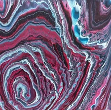 Abstract Painting Original Art Rose Core Galaxy Swirl Rich Burgundy, 16x16