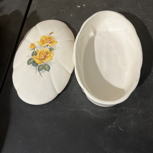 yellow rose porcelain trinket box vintage - Picture 2 of 9