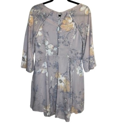 Free People Women's Floral Mini Purple Floral Flowy Dress w/Pockets Sz 0 |  eBay