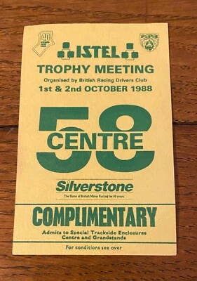 Silverstone Trophy Meeting Istel Trophy  Original Complimentary Ticket 1988 2489 - Image 1 of 2