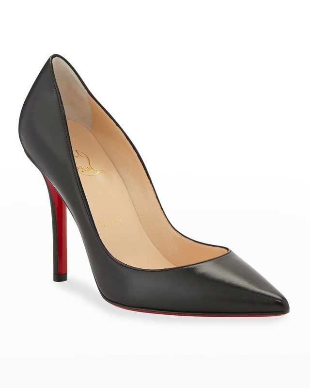 100% AUTHENTIC NEW WOMEN LOUBOUTIN APOSTROPHY 100 BLACK LEATHER PUMP/HEEL US 10