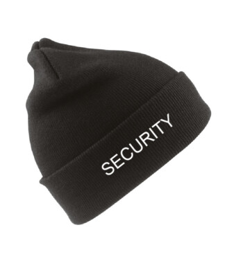 Security Beanie Mütze bestickt Umschlagmanschette Acryl