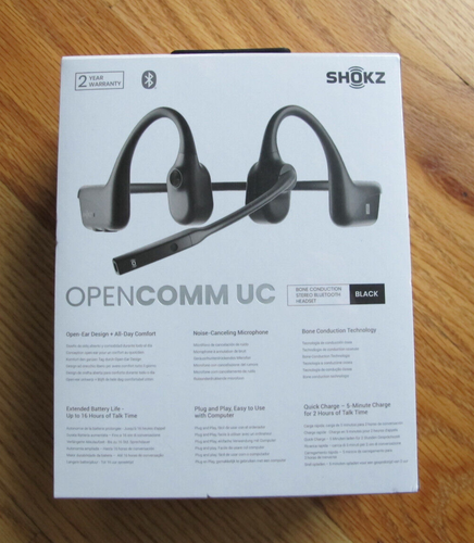 Casque Bluetooth stéréo sans fil à conduction osseuse Shokz OpenComm UC noir - Photo 2 sur 2