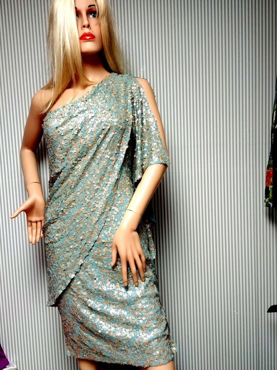 BADGLEY MISCHKA NWT Size-2 BLUE SEQUIN COCKTAIL DRESS | eBay