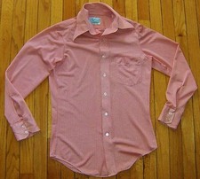 Vtg Men's GEOMETRIC Polyester SHIRT Long Sleeve Mod Disco 1960's Sz Sm M Dots