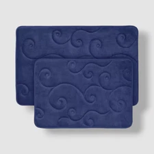 Baldwin Home Blue Navy Memory Foam Bath Mat 2-Piece Set