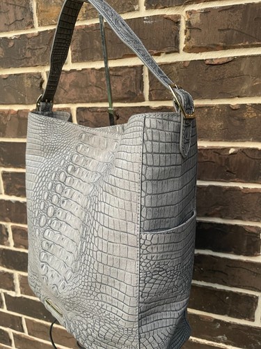 Neu mit Etikett $ 415 Brahman Parin schönste graue Tetra-Schultertasche Leder grau - Bild 2 von 5