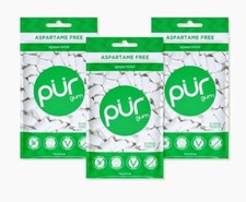 PUR Xylitol Chewing Gum SPEARMINT 55 Pieces, 3 Pack  Sugarless Vegan
