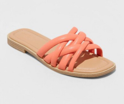 Universal Thread Sandals Women s Size 10 Orange Rian Slide Slide On New