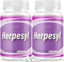 Herpesyl Pills Capsules Supplement Tablets Purple Bottle 120 Capsules (2 Pack)