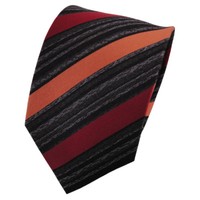 Tigertie Seidenkrawatte Orange Rotorange Anthrazit Schwarz Gestreift - Krawatte