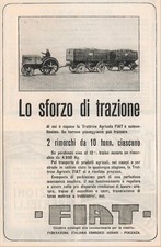 PUBBLICITA' 1919TRATTRICE AGRICOLA FIAT TRATTORE  TRAZIONE CONSORZI AGRARI