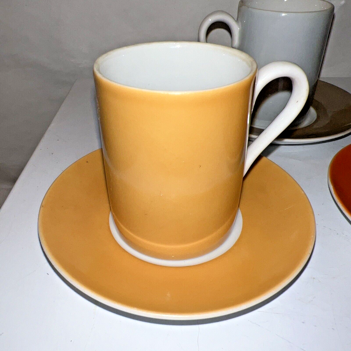 3) vintage Kenji Fujita Freeman Lederman Espresso Cups & Saucers