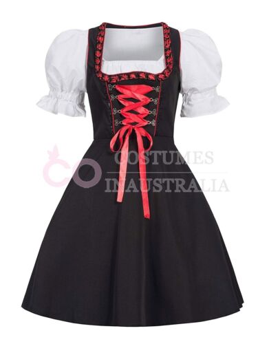Disfraz de lujo para damas Oktoberfest rojo bávaro criada dirndl vestido elegante - Imagen 3 de 5