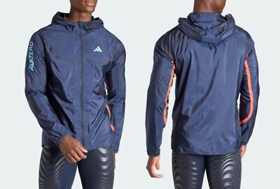 Adidas Men Adizero Lite FZ Hoody Shirts Athletic Navy Tee Jersey