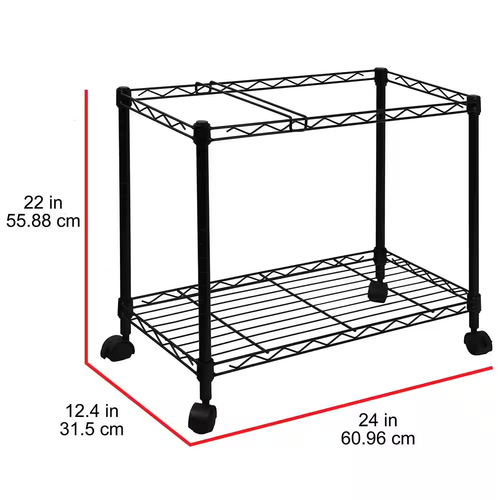 Portable 1-tier Metal Rolling File Cart In Black | - Picture 6 of 12