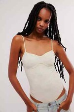 Free People Intimately 58 Rose Print Ivory Seamless Bodysuit Size M - L
