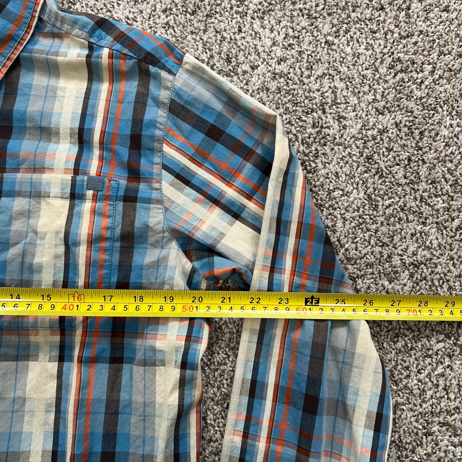 prana organic cotton plaid long sleeve button up outdoor shirt